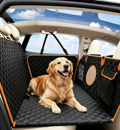 Hard Bottom Back Seat Extender for Dogs, Dog Car Seat Cover for Back Seat, Holds 420Lbs, Durable Waterproof Pet Car Bed Dog Hammock for Suv/Car/Small Truck (Black)