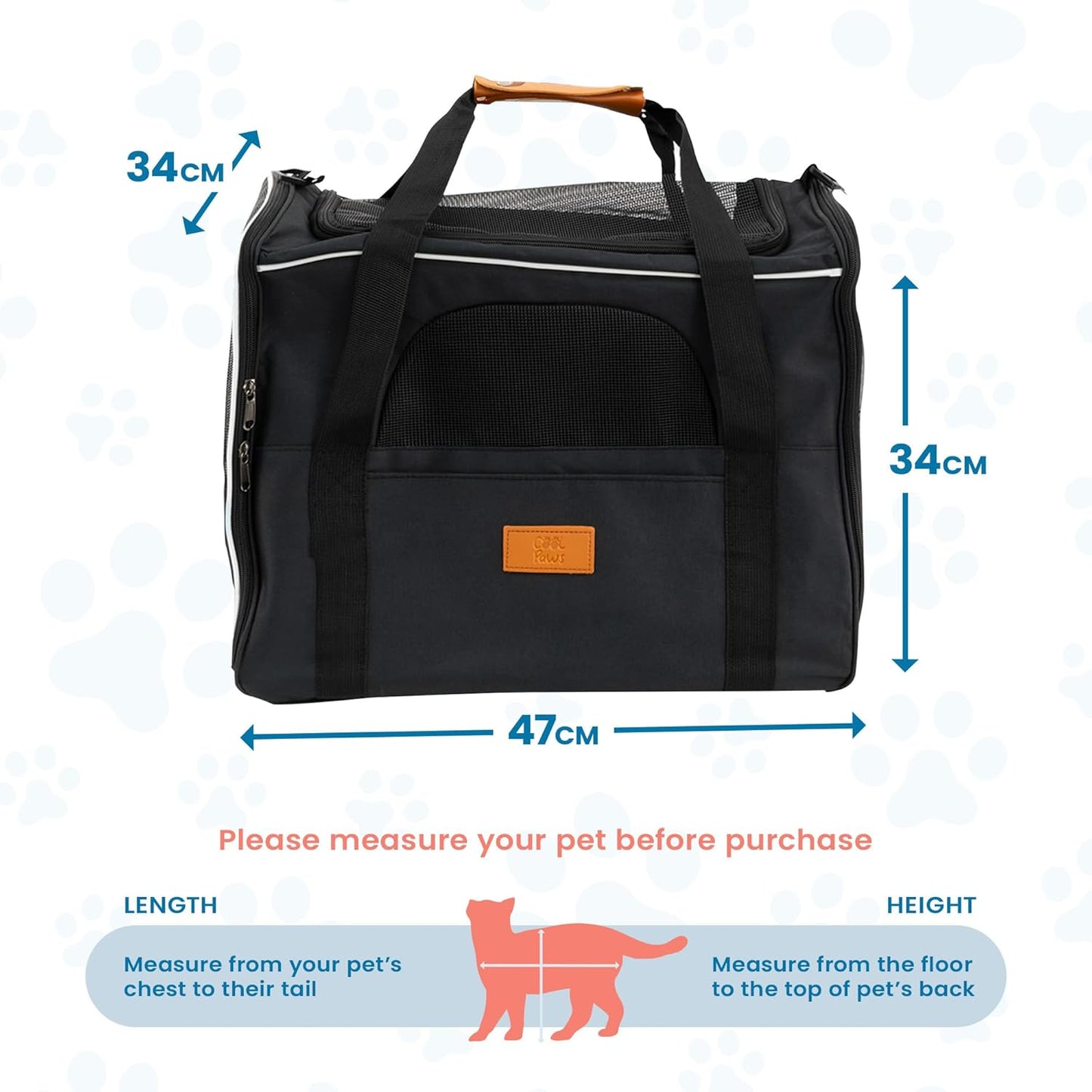 Pet Carrier Bag for Cats & Small Dogs - Lightweight, Breathable Pet Travel Bag with Mesh Sides, Reinforced Frame, Removable Mat & Shoulder Strap for Secure Transport