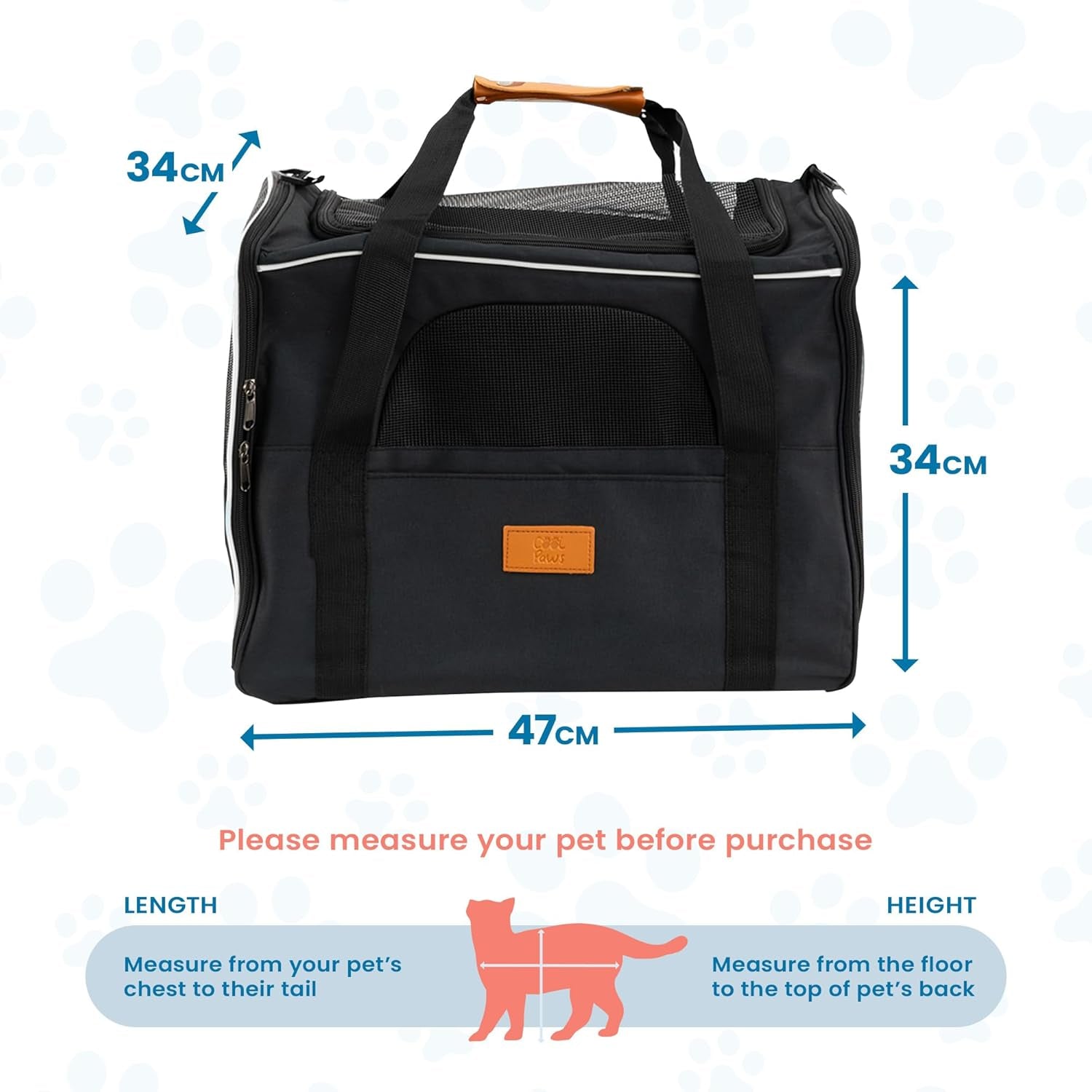 Pet Carrier Bag for Cats & Small Dogs - Lightweight, Breathable Pet Travel Bag with Mesh Sides, Reinforced Frame, Removable Mat & Shoulder Strap for Secure Transport