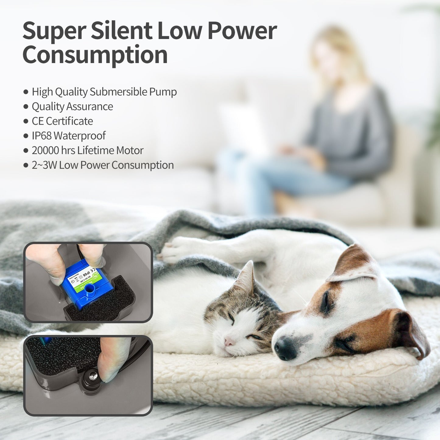 2L Cat Water Fountain Drinking Automatic Pet Dispenser Activated Carbon Filter