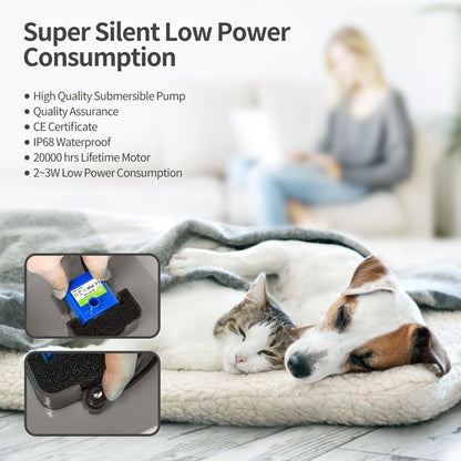 2L Cat Water Fountain Drinking Automatic Pet Dispenser Activated Carbon Filter