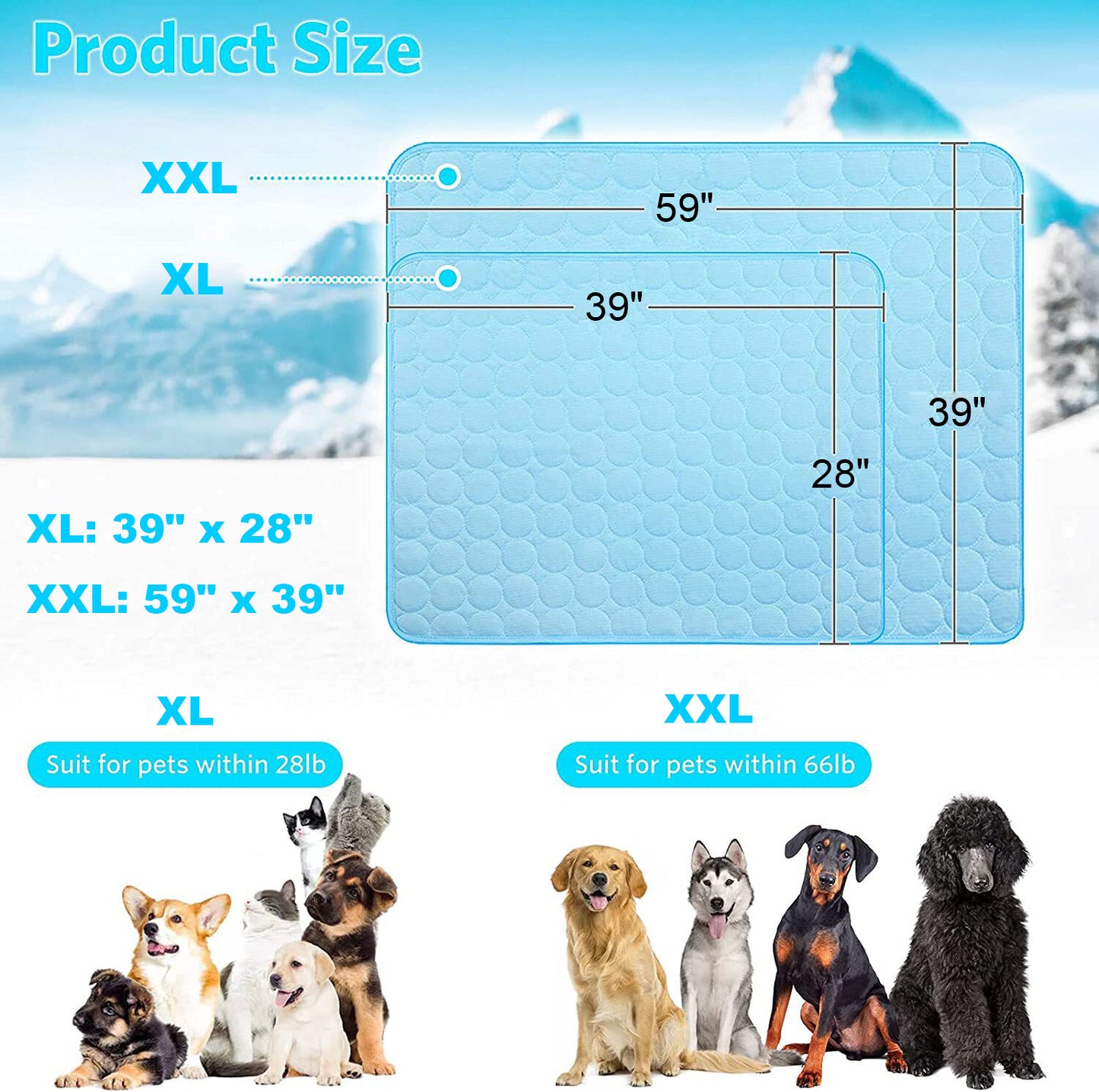 Large Pet Self Cooling Mat Cool Mat for Dogs Cats Pad Bed Mattress Heat Relief