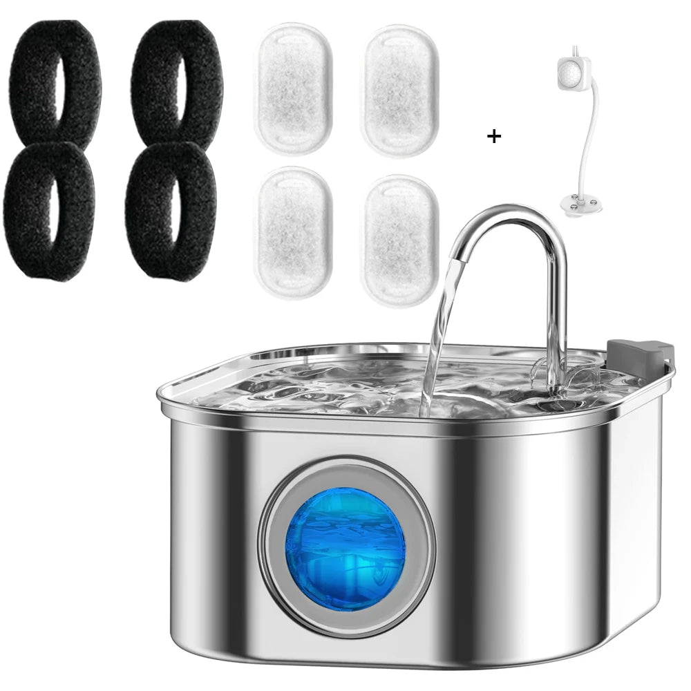 3L Stainless Steel Cat Water Fountain Automatic Cat Drinker Drinking Fountain for Cats Dogs Pet Water Dispenser Accessories