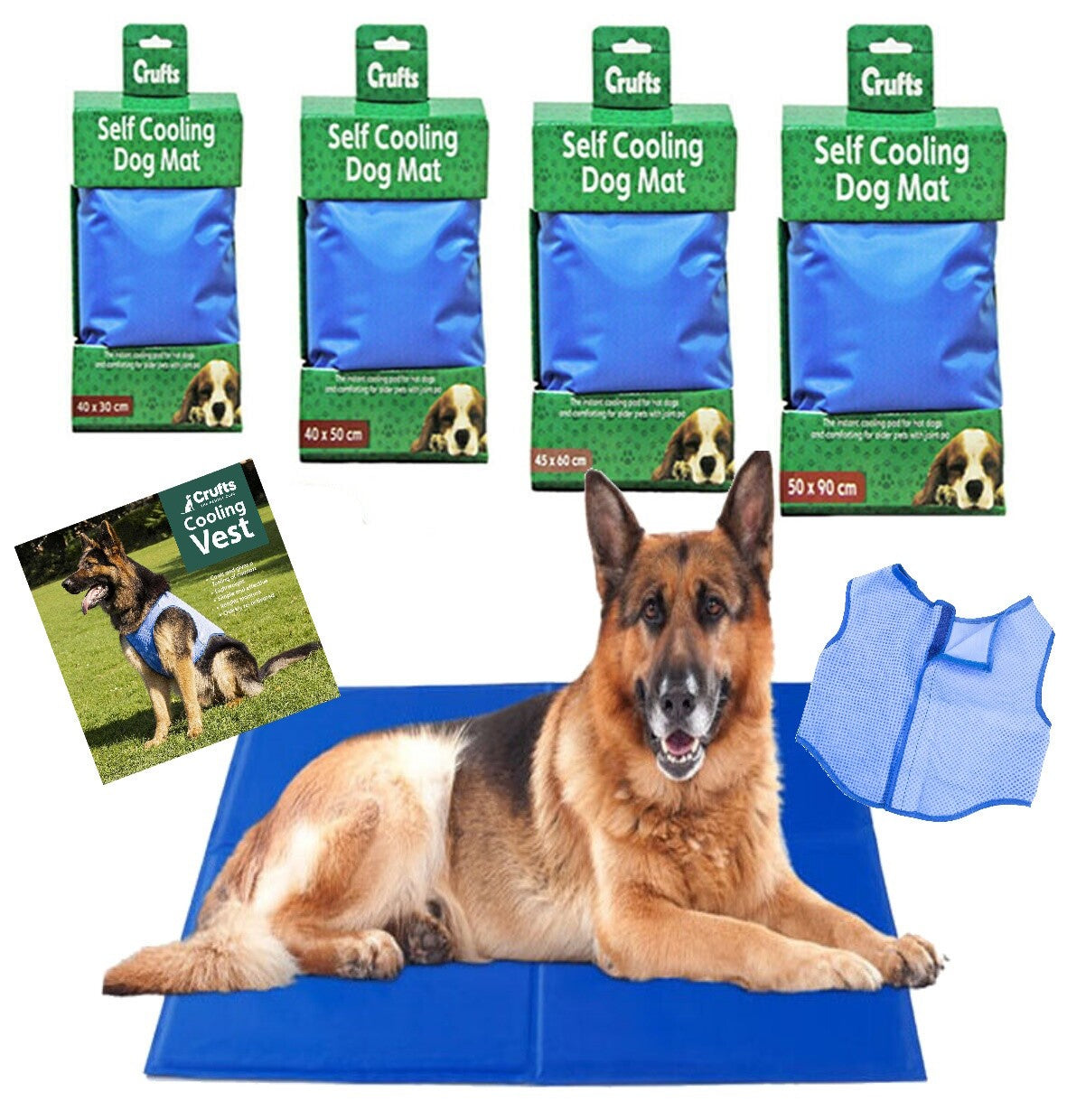 CRUFTS Pets Cooling Gel Mat Sizes for Dogs Cats Summer Pet Cooler Vests Collar