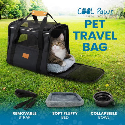 Pet Carrier Bag for Cats & Small Dogs - Lightweight, Breathable Pet Travel Bag with Mesh Sides, Reinforced Frame, Removable Mat & Shoulder Strap for Secure Transport