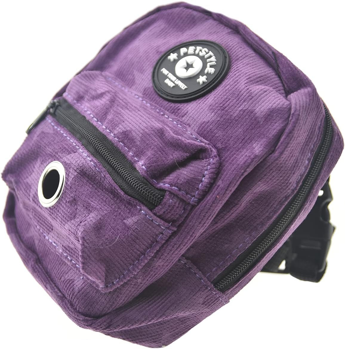 Dog Backpack Harness with Leash, Dog Poop Bag Dispenser, Pet Self Carrier Adjustable Travel Hiking Walking Harness Backpack for Small Medium Dogs (M(Fit:10-15Lb), Purple)