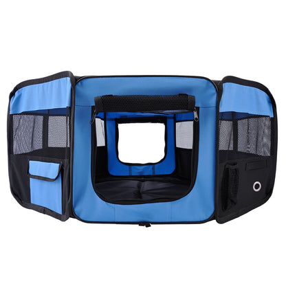 Fabric Pet Puppy Dog Cat Rabbit Pig Playpen Play Pen Run Blue Black 37X37X95Cm