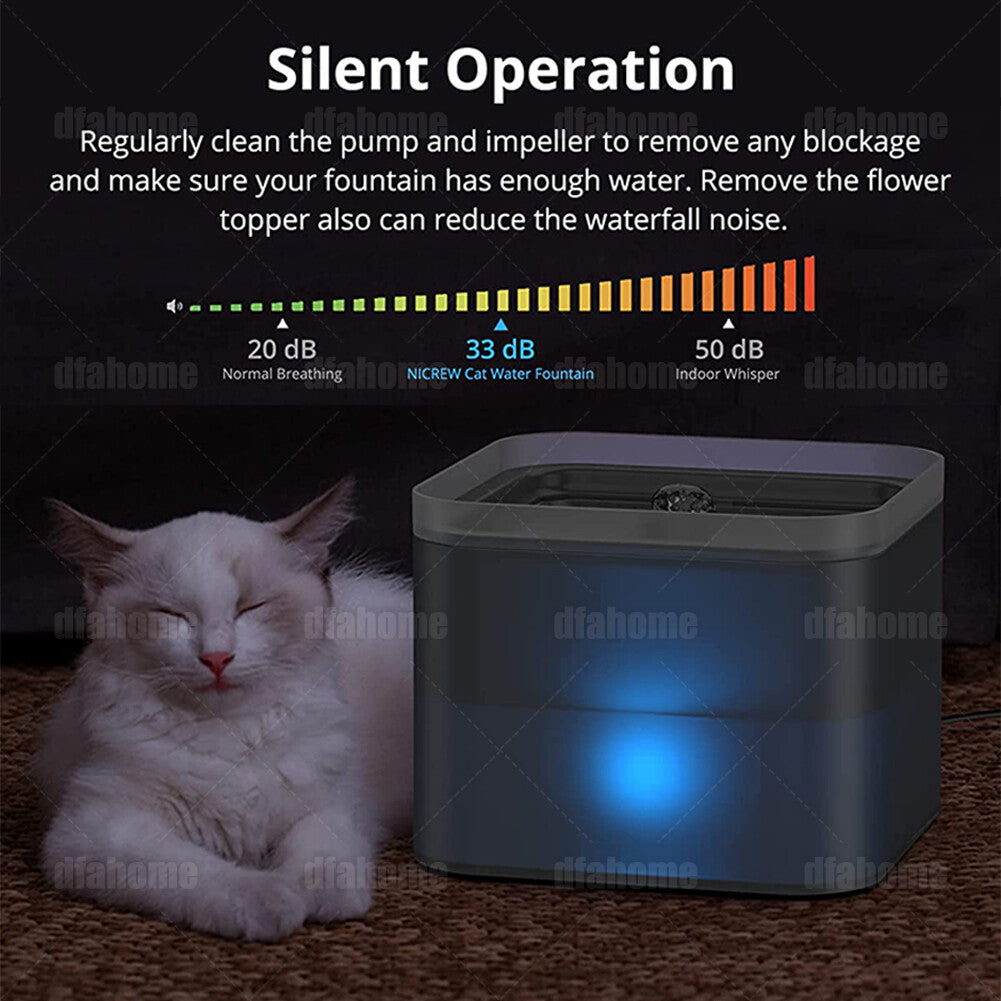 2L Cat Water Fountain Drinking Automatic Pet Dispenser Activated Carbon Filter