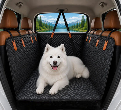 Roampaws Dog Car Seat Cover with Hard Bottom - Waterproof Pet Car Accessories for Preventing Back Seat Dirt, Waterproof Seat Covers