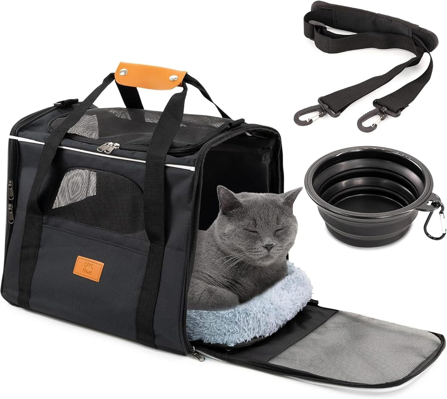 Pet Carrier Bag for Cats & Small Dogs - Lightweight, Breathable Pet Travel Bag with Mesh Sides, Reinforced Frame, Removable Mat & Shoulder Strap for Secure Transport