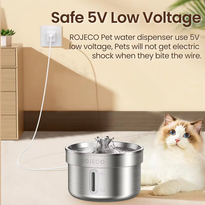 Stainless Steel Pet Drinking Fountain Automatic Cat Water Fountain Smart Pet Water Dispenser for Dog Cat Drinking Supply