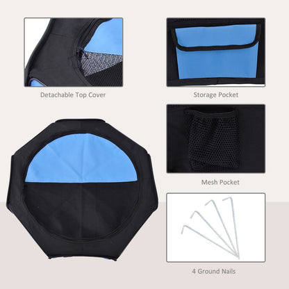 Fabric Pet Puppy Dog Cat Rabbit Pig Playpen Play Pen Run Blue Black 37X37X95Cm