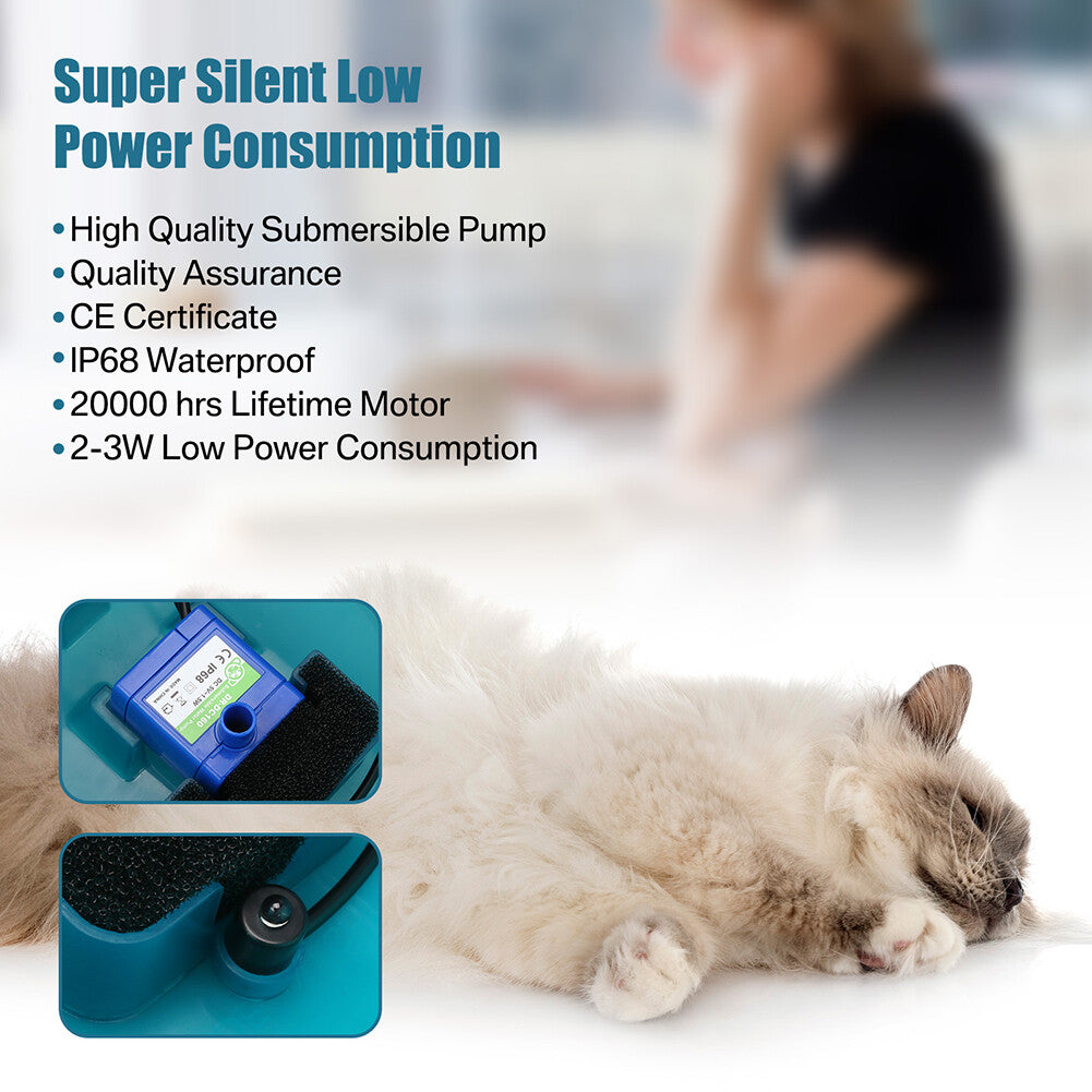 2L Cat Water Fountain Drinking Automatic Pet Dispenser Activated Carbon Filter