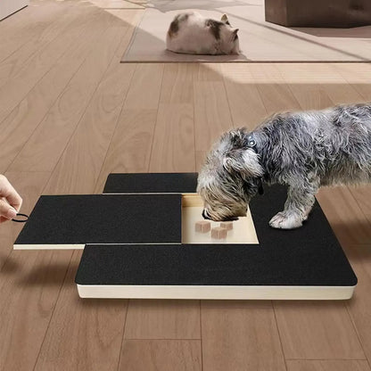 Wooden Dog Scratching Board Pull-Out Wear-Resistant Dog Nail File Pad Non-Shedding Pet Scratch Pad with Snack Box for Puppy Paw