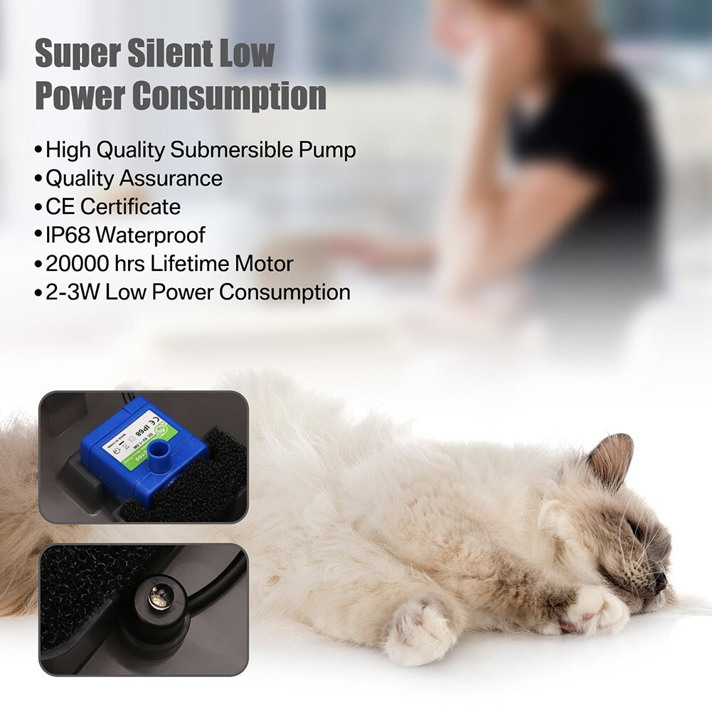 2L Cat Water Fountain Drinking Automatic Pet Dispenser Activated Carbon Filter