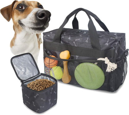 Dog Travel Bag, Pet Luggage Suitcase Weekend Tote Carrier with Collapsible Bowl, Pet Luggage Suitcase Weekend Tote Carrier with Collapsible Bowl (Black)