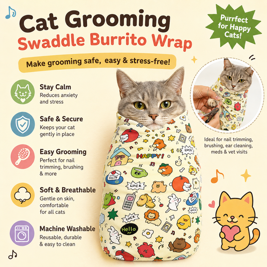 Cat Grooming Swaddle Burrito Wrap