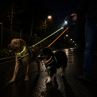 LED Retractable Dual Dog Leash 3M