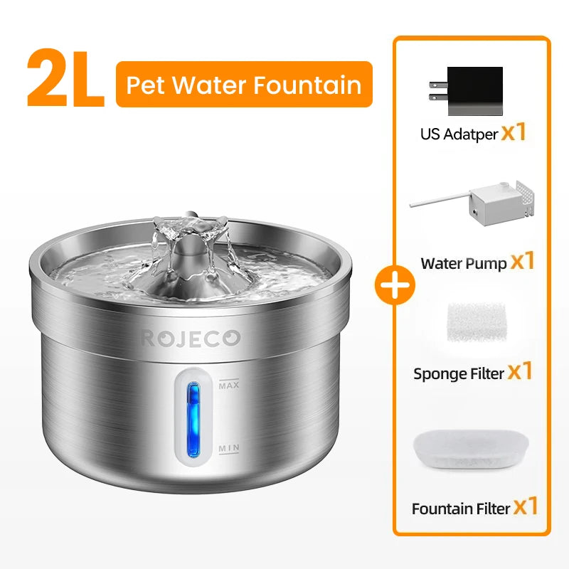 Stainless Steel Pet Drinking Fountain Automatic Cat Water Fountain Smart Pet Water Dispenser for Dog Cat Drinking Supply