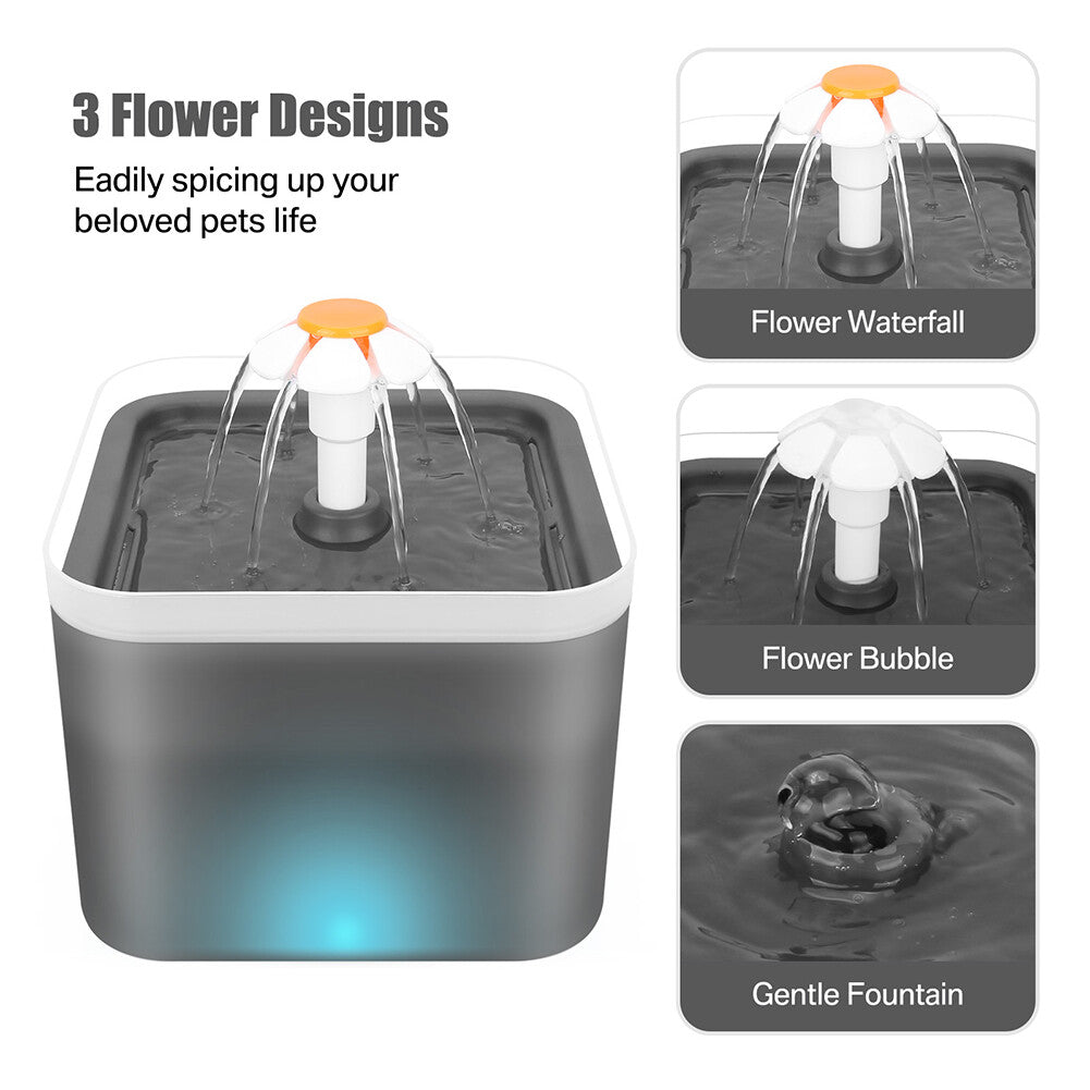 2L Cat Water Fountain Drinking Automatic Pet Dispenser Activated Carbon Filter