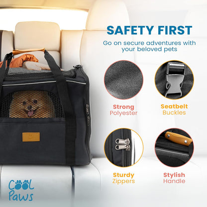 Pet Carrier Bag for Cats & Small Dogs - Lightweight, Breathable Pet Travel Bag with Mesh Sides, Reinforced Frame, Removable Mat & Shoulder Strap for Secure Transport