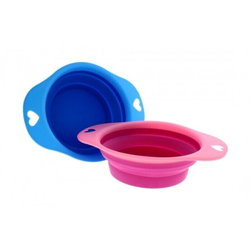 2X PET COLLAPSIBLE DOG CAT BOWL Food Water Feeding Silicone Portable Travel Dish