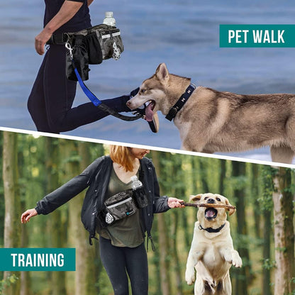 Hunde-Bauchtasche, Leckerlibeutel Für Hundespaziergänge, Training, Eingebauter Kotbeutelspender, Wasserflaschenhalter, Faltbarer Napf, Laufen, Trockenfutter (Camo Black)