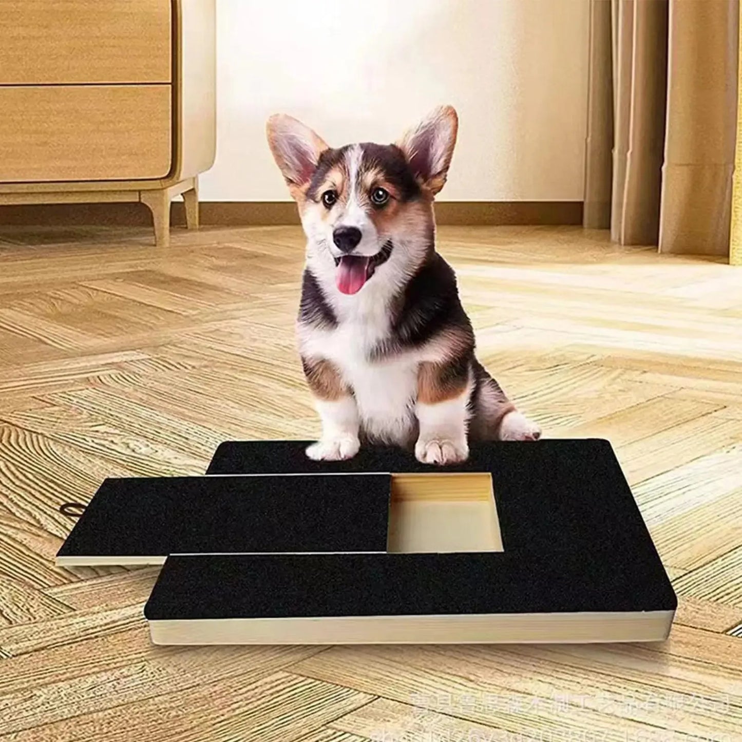 Wooden Dog Scratching Board Pull-Out Wear-Resistant Dog Nail File Pad Non-Shedding Pet Scratch Pad with Snack Box for Puppy Paw