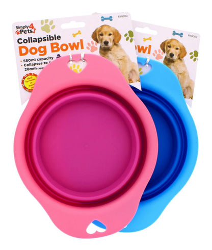 2X PET COLLAPSIBLE DOG CAT BOWL Food Water Feeding Silicone Portable Travel Dish