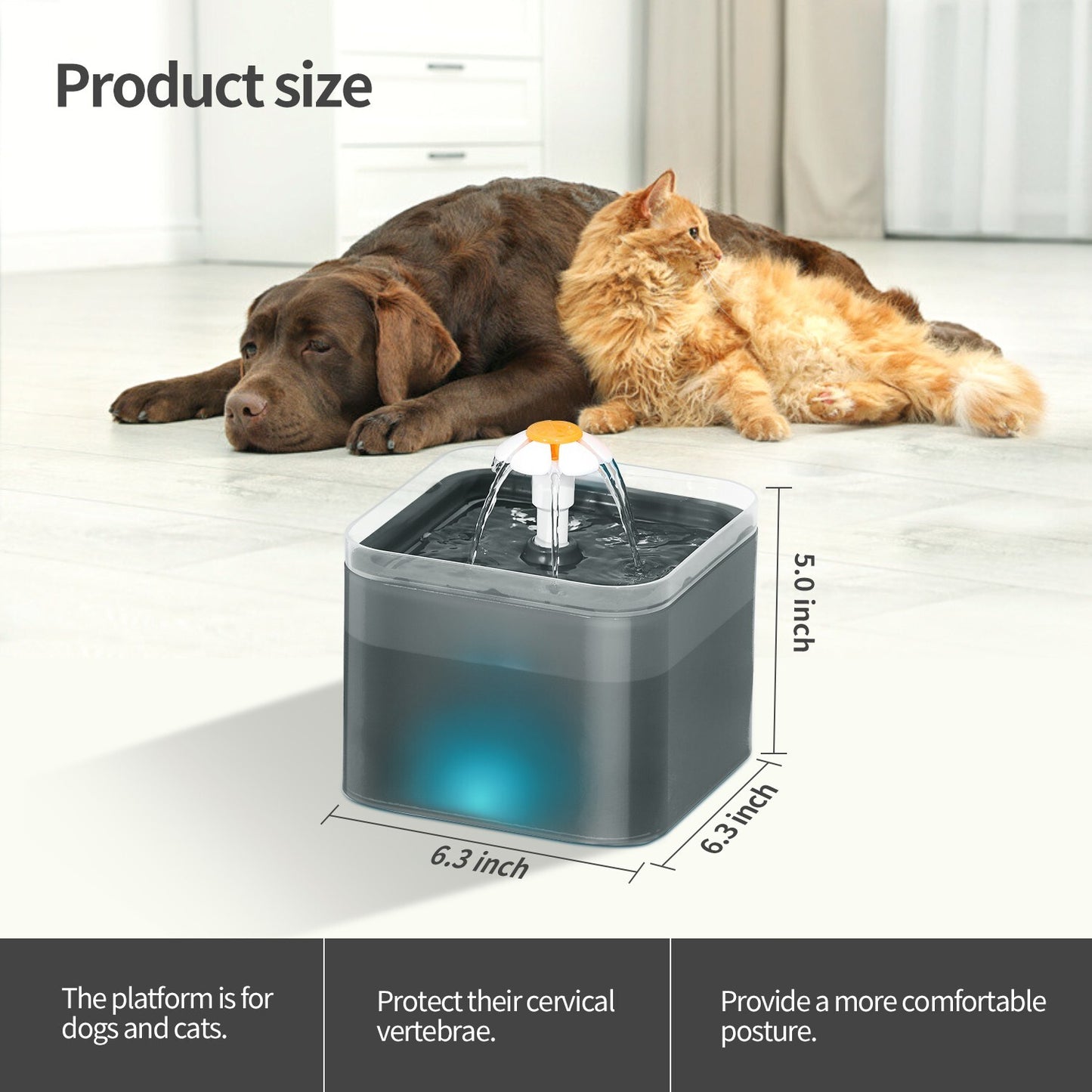 2L Cat Water Fountain Drinking Automatic Pet Dispenser Activated Carbon Filter