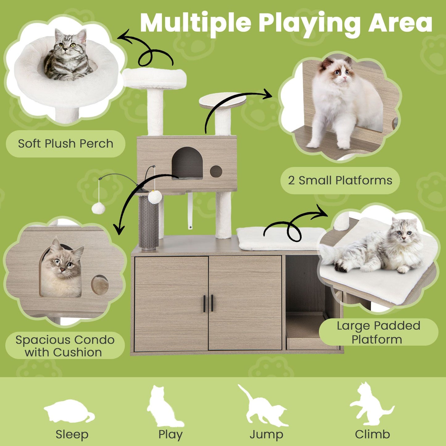 Cat Tree with Litter Box Enclosure