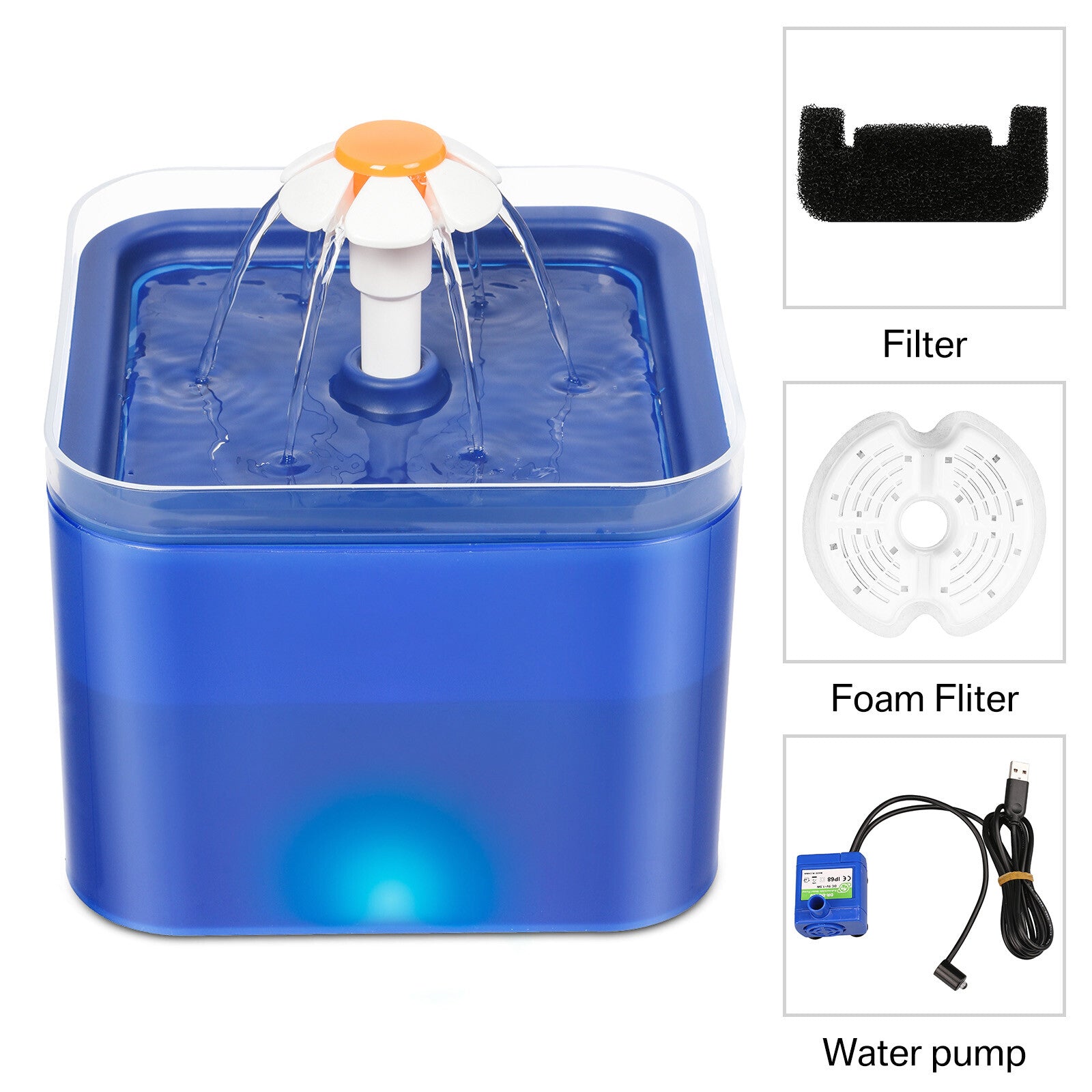 2L Cat Water Fountain Drinking Automatic Pet Dispenser Activated Carbon Filter