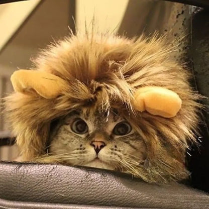Lion Mane Wig for Dog Cat Costume Pet Washable Comfortable Fancy Lion Hair Cat Clothes Dress for Halloween Easter Festival Party