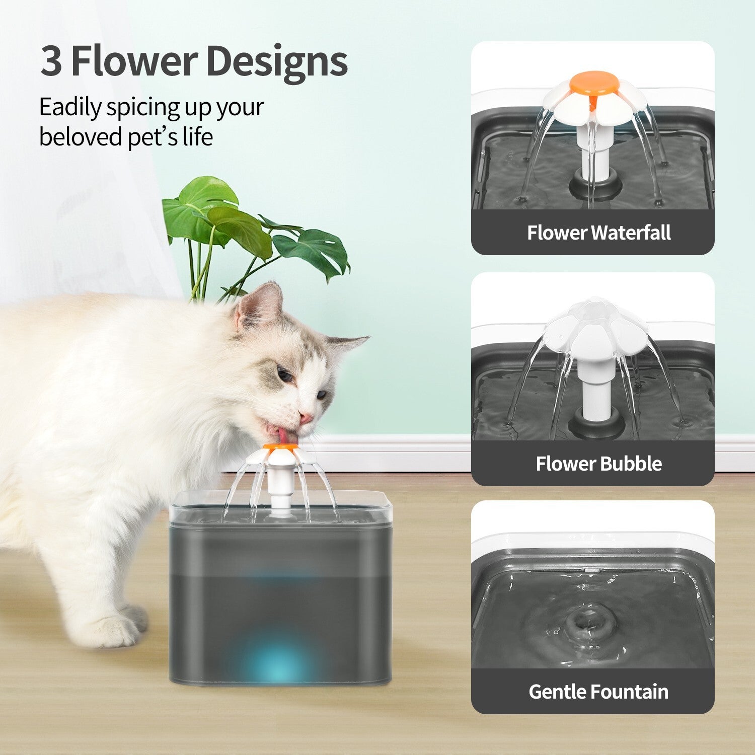 2L Cat Water Fountain Drinking Automatic Pet Dispenser Activated Carbon Filter
