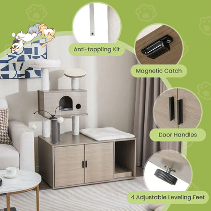 Cat Tree with Litter Box Enclosure