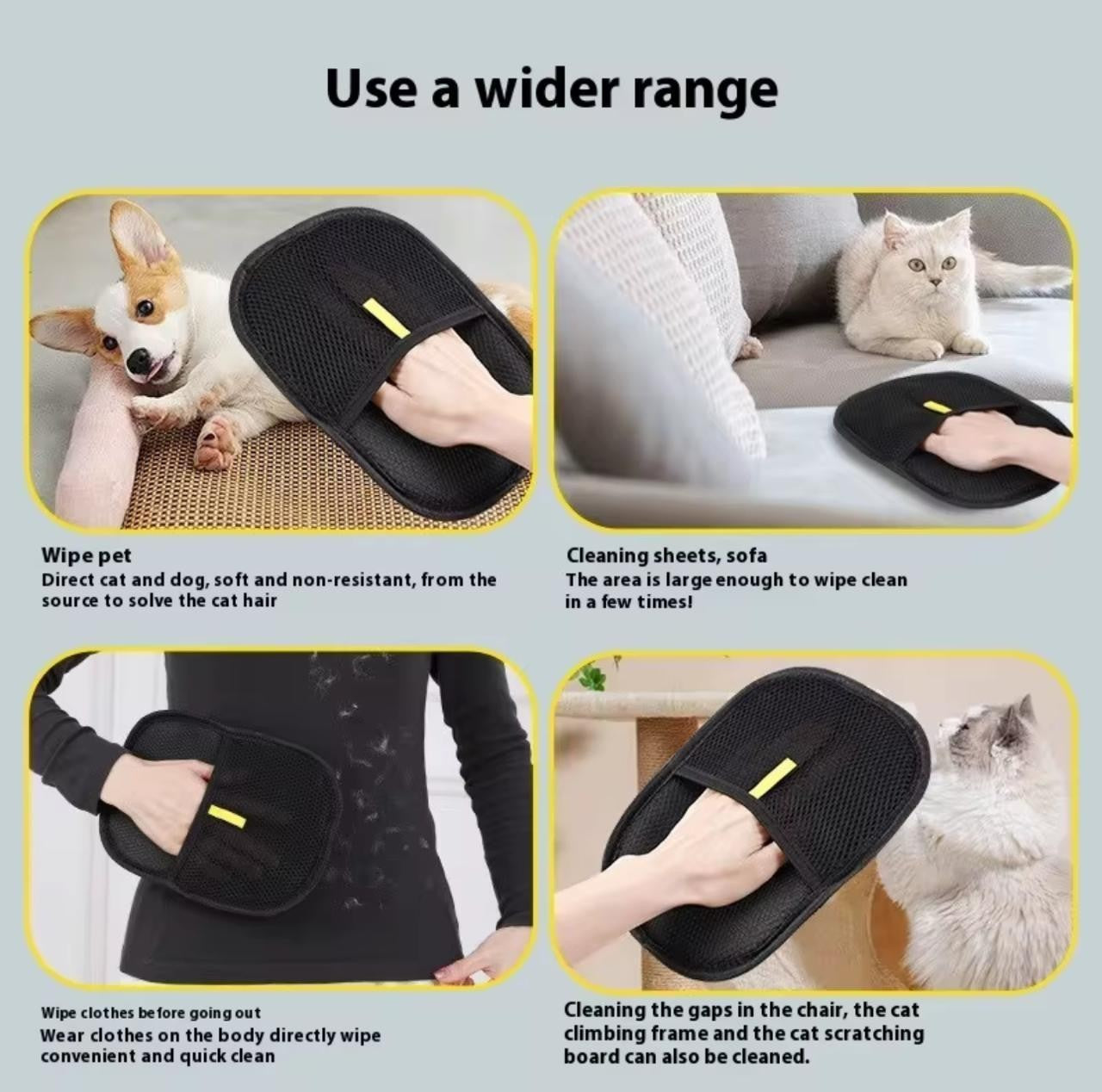 Electrostatic Pet Hair Removal Gloves Brush, Double-Sided Pet Grooming Glove UK