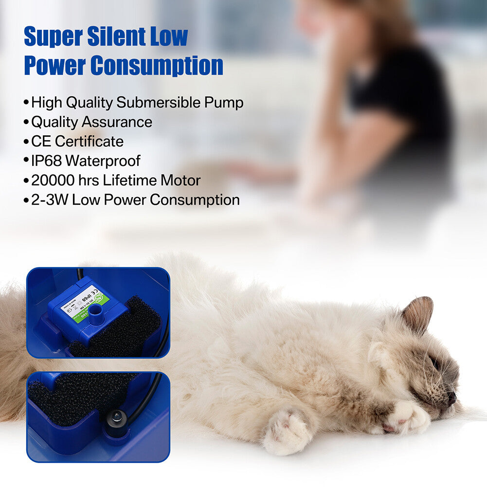 2L Cat Water Fountain Drinking Automatic Pet Dispenser Activated Carbon Filter