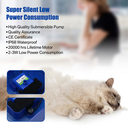 2L Cat Water Fountain Drinking Automatic Pet Dispenser Activated Carbon Filter