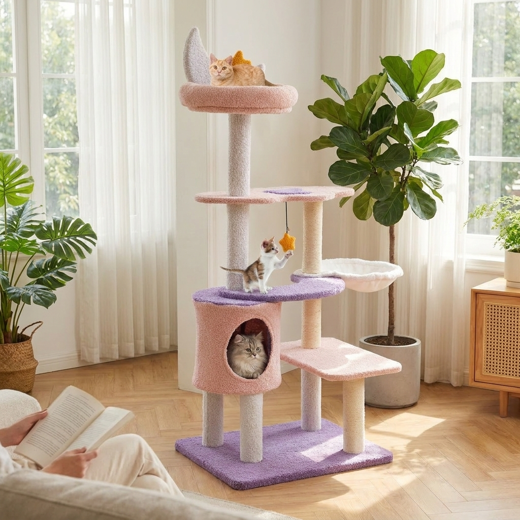 Multi-Level Cute Cat Tree with Sisal