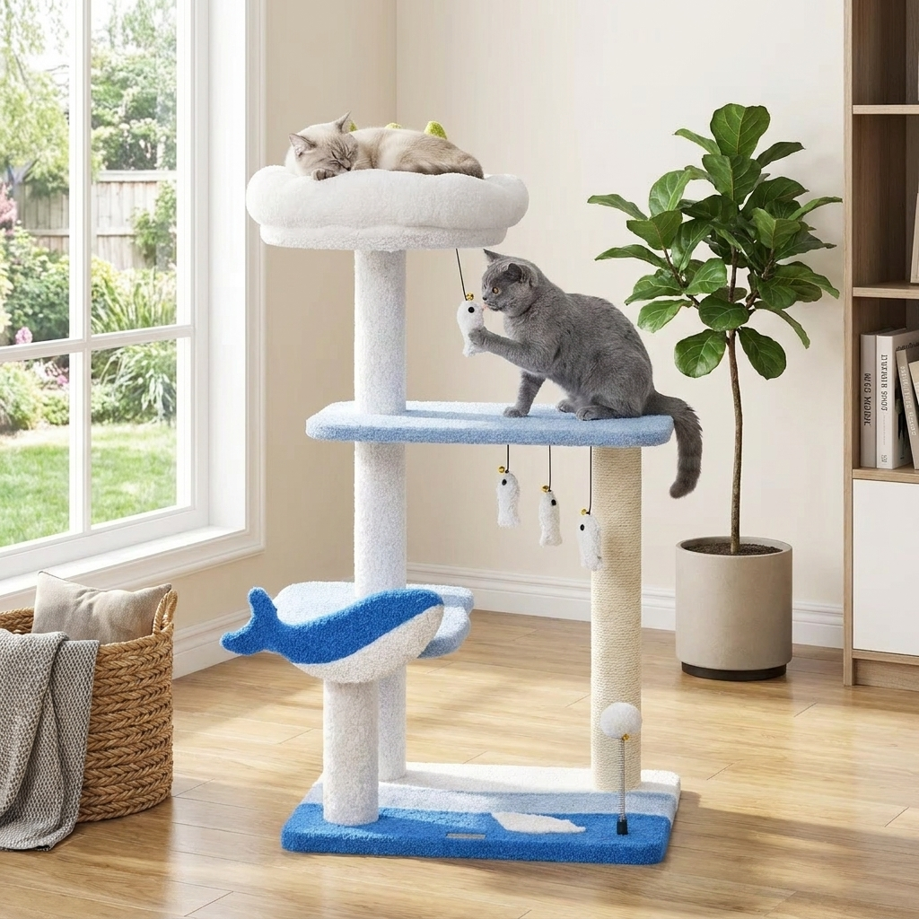 Ocean-Themed Cat Tree with Scratching Posts