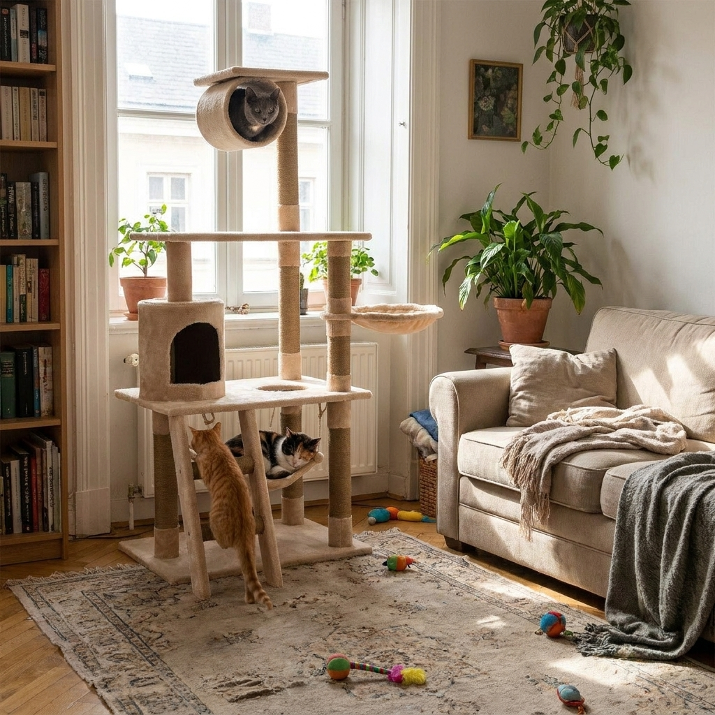 Corner Cat Litter Box Enclosure with Open Shelf