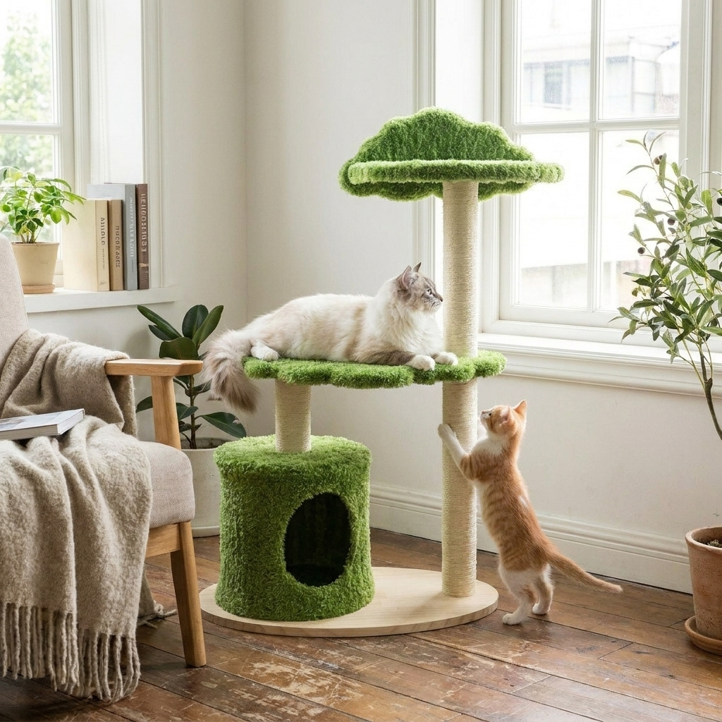 Wooden Cat Tree 97Cm Tall