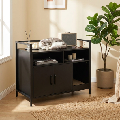 Wooden Cat Litter Box Enclosure with Compartments