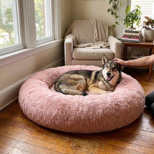 Plush Calming Dog Cat Bed Donut Shaped